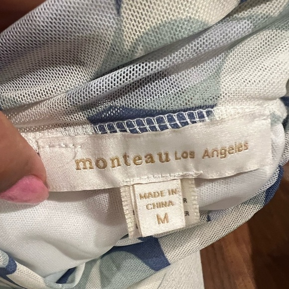 MONTEAU Pastel Printed Long sleeve Mesh Top | Mockneck M y2k K - Picture 2 of 6